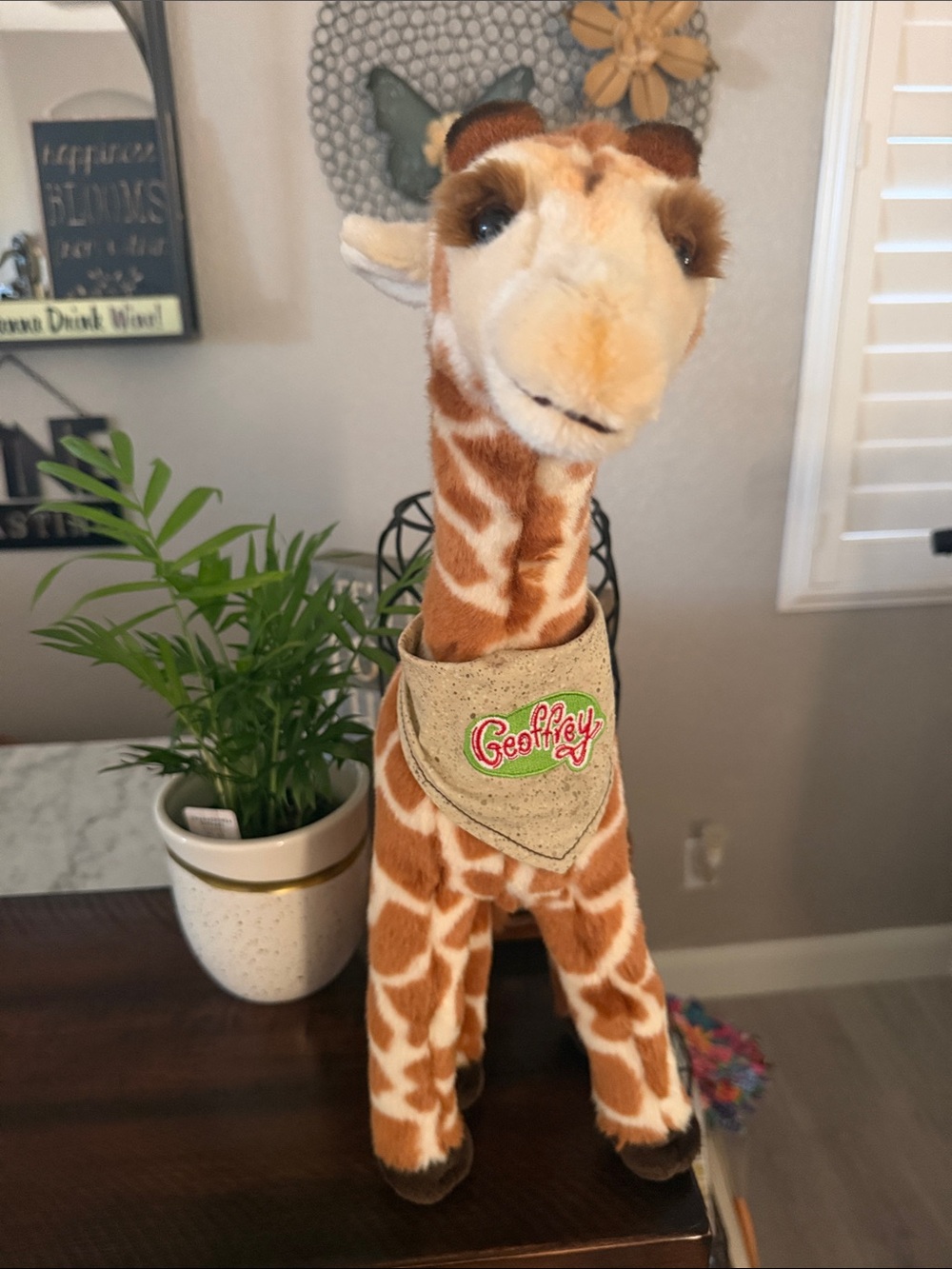 Vintage Geoffrey  Talking Plush Giraffe Stuffed Animal - Brown & Cream